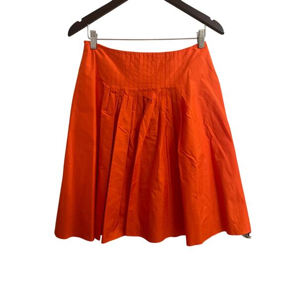 Ann Taylor 100% Silk Red Pleated Skirt Knee Length 80s 90s Power Core‎ Boss  2 - Picture 3 of 7